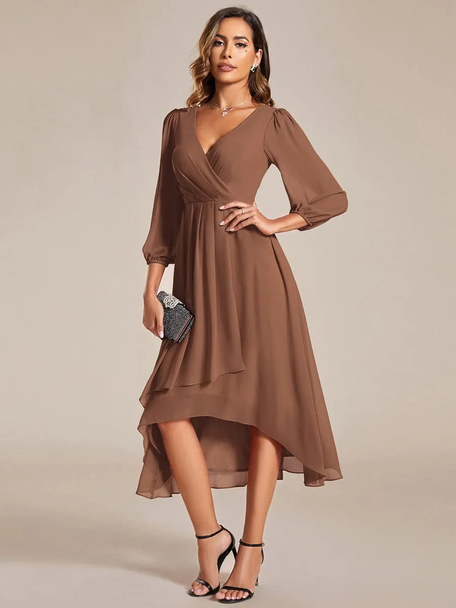 ever BRIAR|Custom Size Long Sleeves Asymmetrical Hem A-Line Midi Wedding Guest Dress sold by Ever Pretty product image thumbnail 3