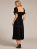ever BLOOM|Elegant Stretchy Short Sleeve Tea Length Velvet Wedding Guest Dress sold by Ever Pretty