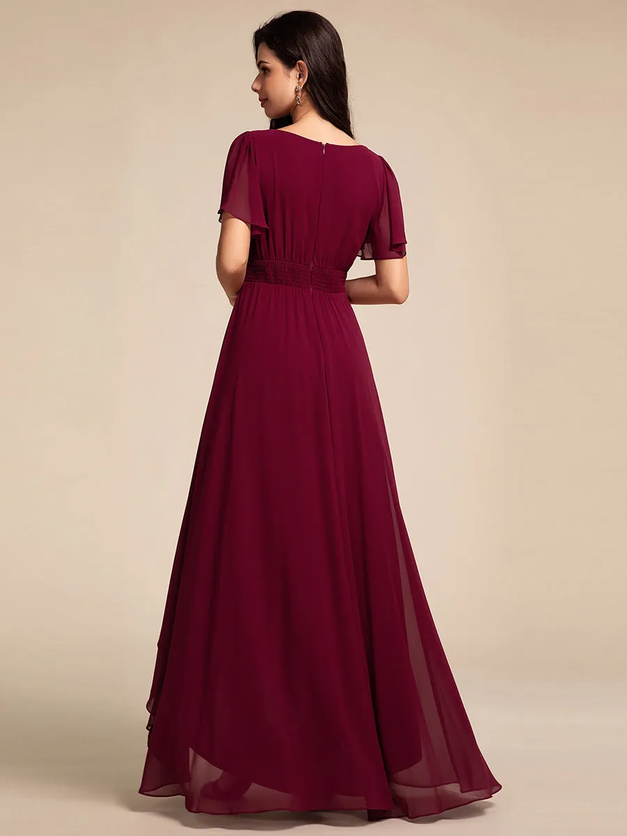 ever GIGI|Elegant Round Neckline Short Sleeve A-Line Chiffon Bridesmaid Dress sold by Ever Pretty product image thumbnail 2