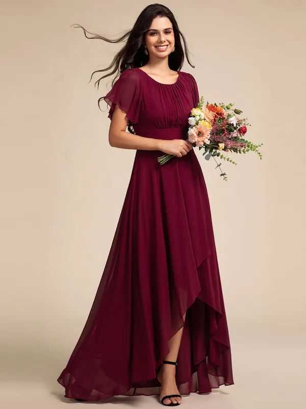 ever GIGI|Elegant Round Neckline Short Sleeve A-Line Chiffon Bridesmaid Dress sold by Ever Pretty