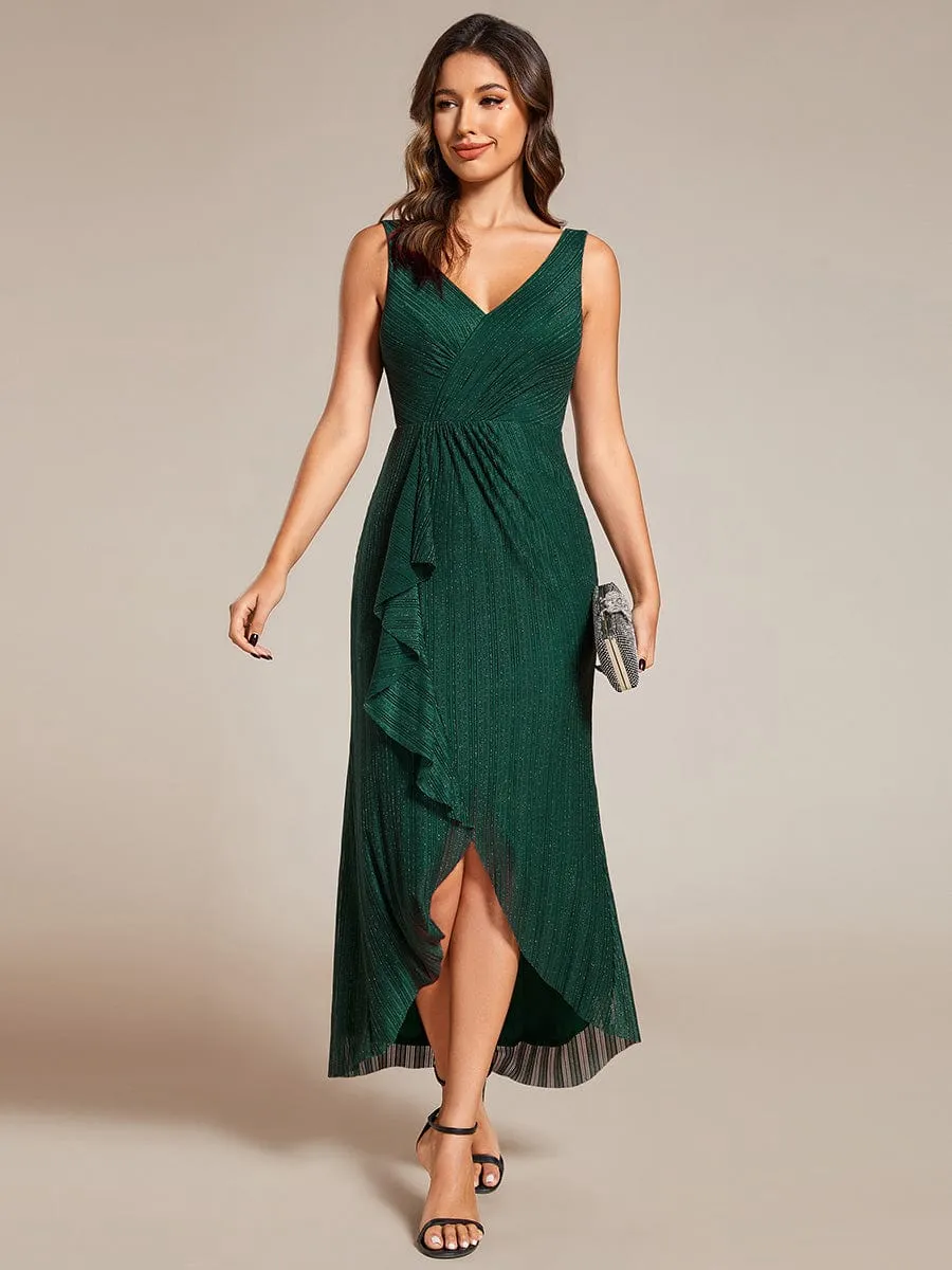High-Low Ruffle Mermaid Wedding Guest Dress with V-Neck sold by Ever Pretty product image thumbnail 3
