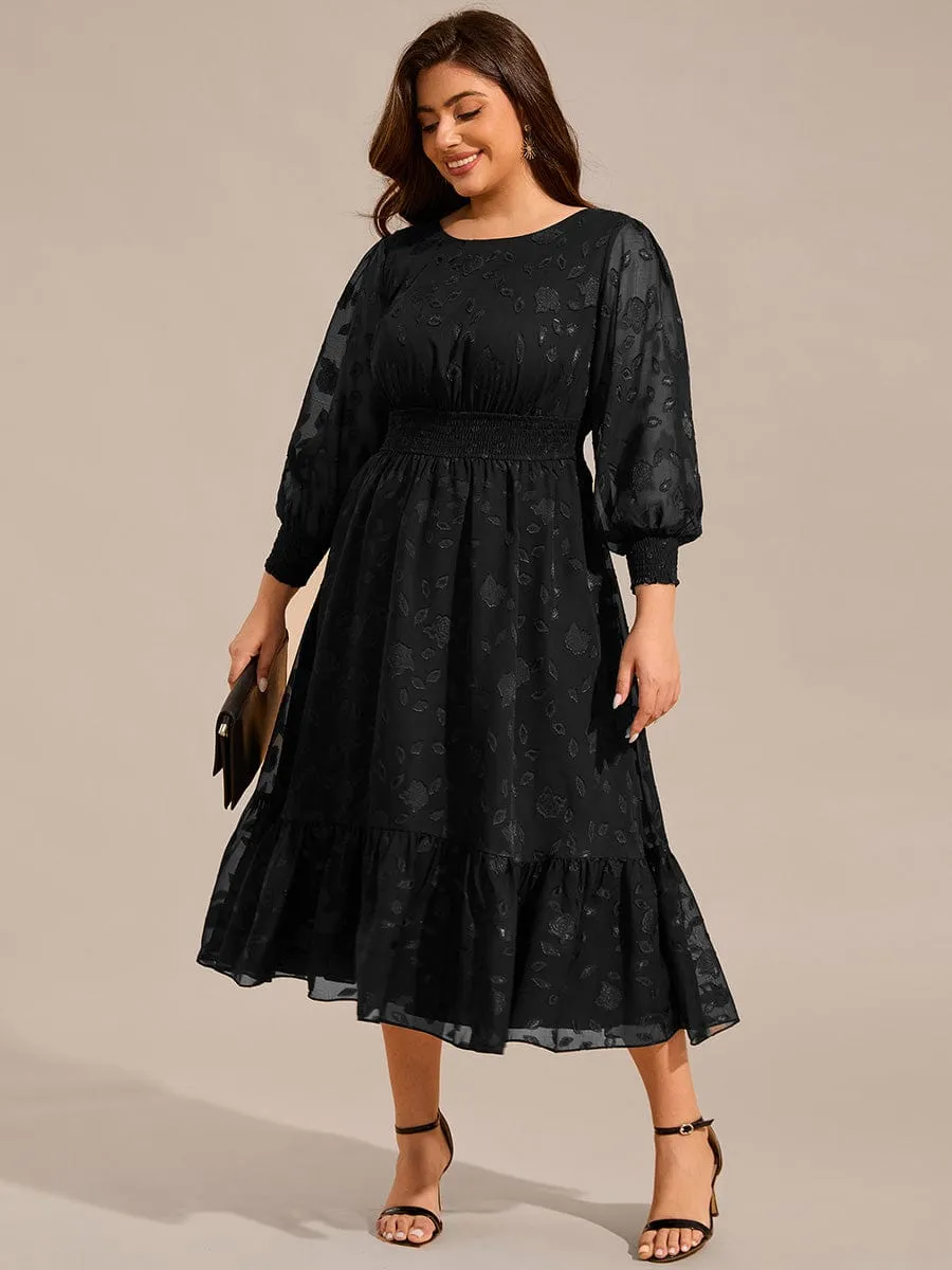 pretty ANAHI|Plus Size Long Sleeve Round Neckline Chiffon Wedding Guest Dress sold by Ever Pretty product image thumbnail 4