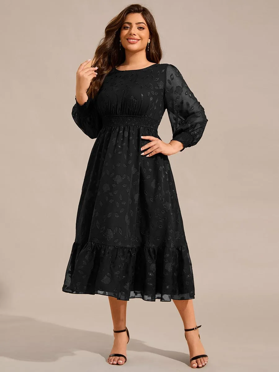 pretty ANAHI|Plus Size Long Sleeve Round Neckline Chiffon Wedding Guest Dress sold by Ever Pretty