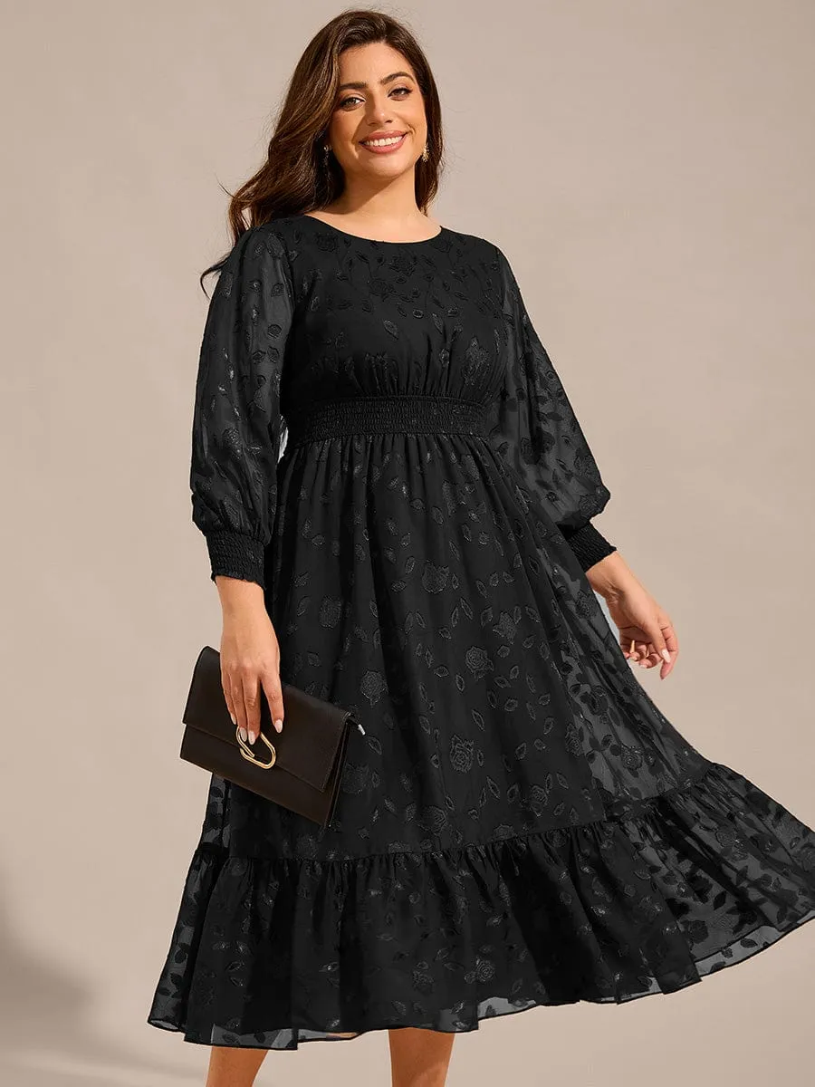 pretty ANAHI|Plus Size Long Sleeve Round Neckline Chiffon Wedding Guest Dress sold by Ever Pretty product image thumbnail 5