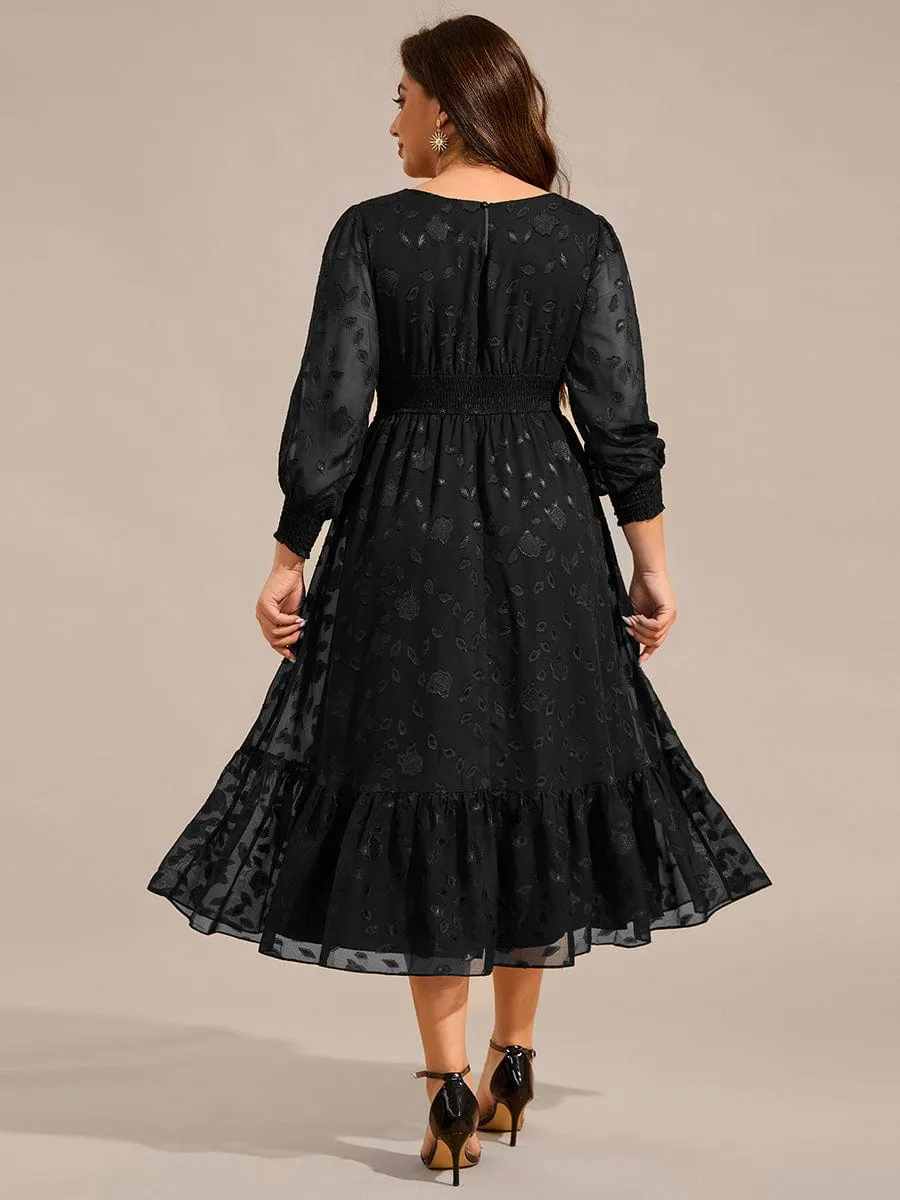 pretty ANAHI|Plus Size Long Sleeve Round Neckline Chiffon Wedding Guest Dress sold by Ever Pretty product image thumbnail 2