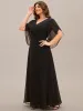 Lena | Plus Size Elegant Pleated Half Sleeve A-Line Maxi Mother of the Bride Dress sold by Ever Pretty