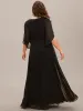 Lena | Plus Size Elegant Pleated Half Sleeve A-Line Maxi Mother of the Bride Dress sold by Ever Pretty
