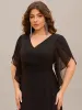 Lena | Plus Size Elegant Pleated Half Sleeve A-Line Maxi Mother of the Bride Dress sold by Ever Pretty