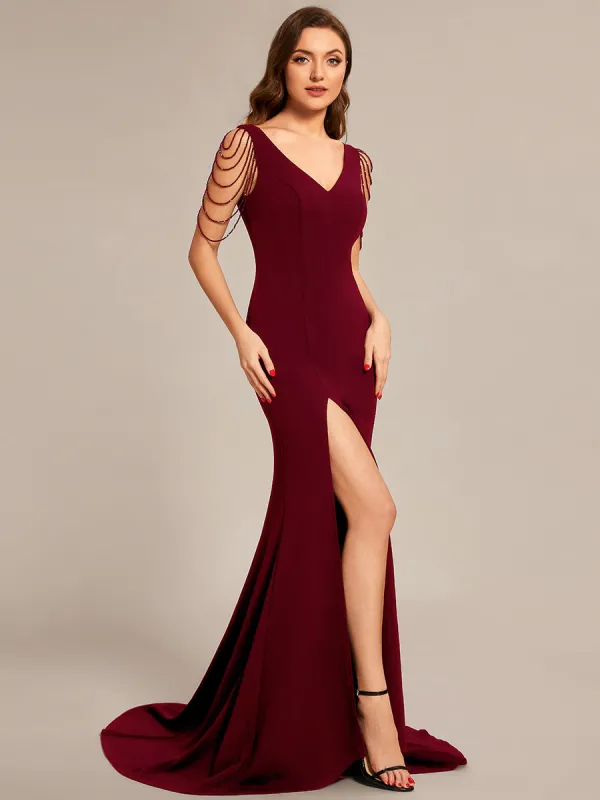 Sleeveless with Chain Bodycon Mermaid High Slit Formal Evening Dress sold by Ever Pretty
