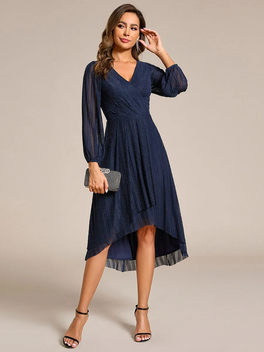 ever BRISTOL|Glitter Long Sleeve V-Neck A-Line Midi Wedding Guest Dress sold by Ever Pretty