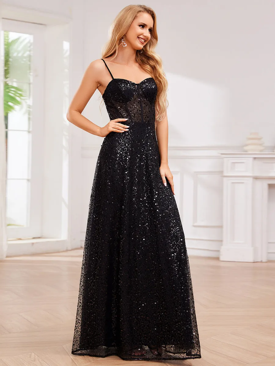 ever TAYTUM|Elegant Sequin Spaghetti Strap See-Through Formal Evening Dress sold by Ever Pretty product image thumbnail 5