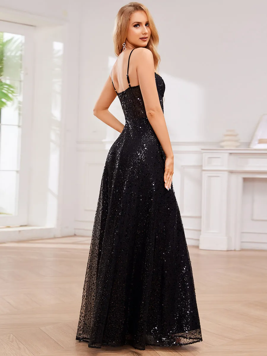 ever TAYTUM|Elegant Sequin Spaghetti Strap See-Through Formal Evening Dress sold by Ever Pretty product image thumbnail 2