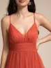 Tiered Spaghetti Strap Tulle Maxi Bridesmaid Dress sold by Ever Pretty