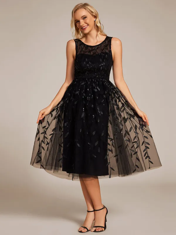 ever ANDIE|Round Neck Sleeveless Sequin Midi Wedding Guest Dress sold by Ever Pretty