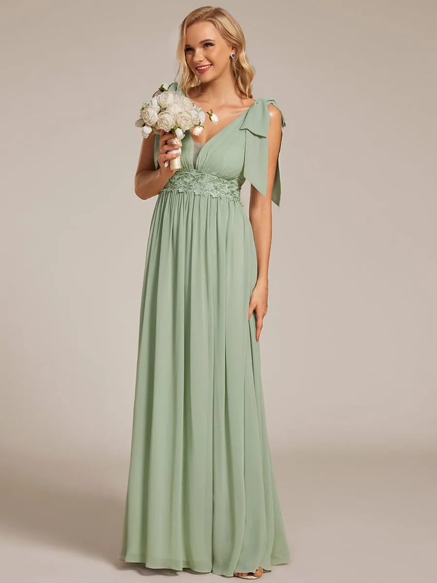 ever FRANKIE|Bow Shoulder Empire Waist Maxi Bridesmaid Dress sold by Ever Pretty product image thumbnail 4