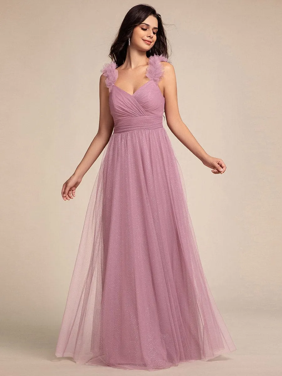 Embellished Shoulders Pleated Tulle Glitter Bridesmaid Dress sold by Ever Pretty product image thumbnail 5