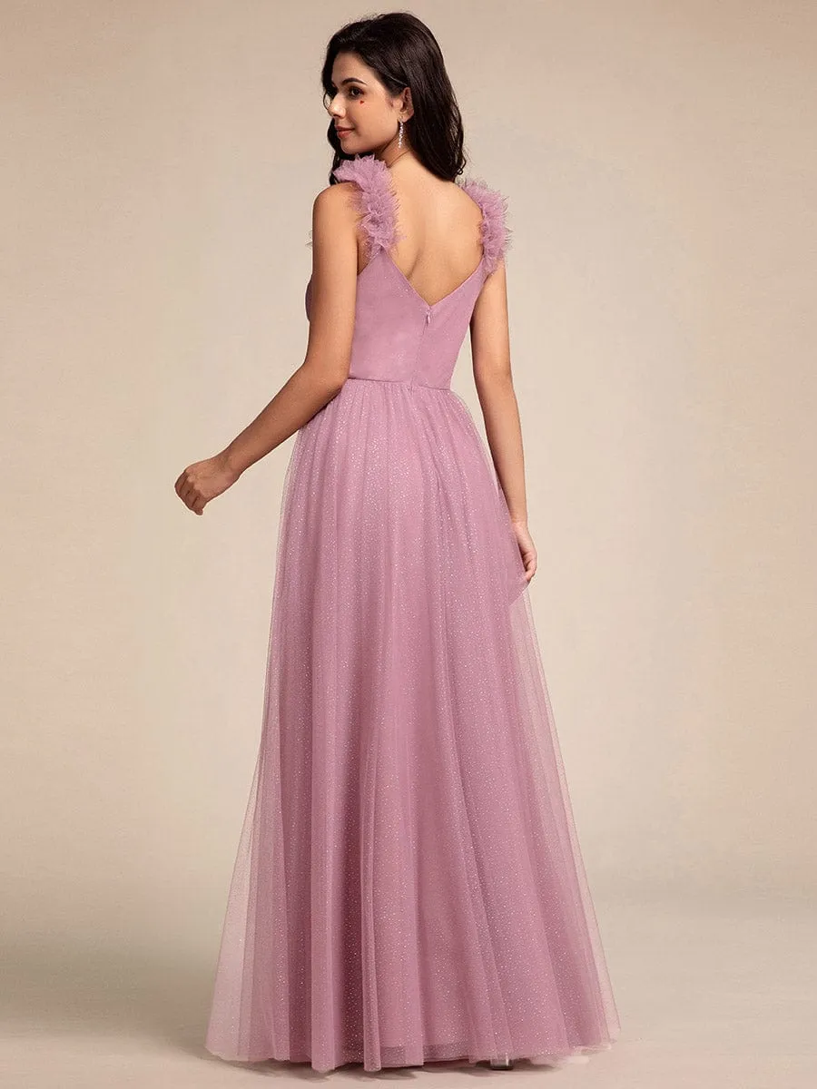 Embellished Shoulders Pleated Tulle Glitter Bridesmaid Dress sold by Ever Pretty product image thumbnail 2