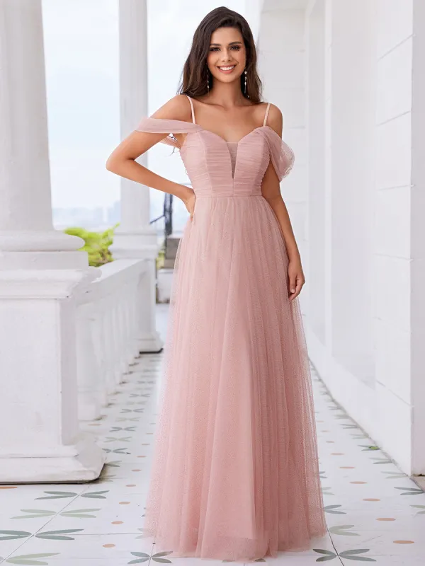 ever RYLIE|Spaghetti Strap Backless Sweetheart A-Line Tulle Bridesmaid Dress sold by Ever Pretty