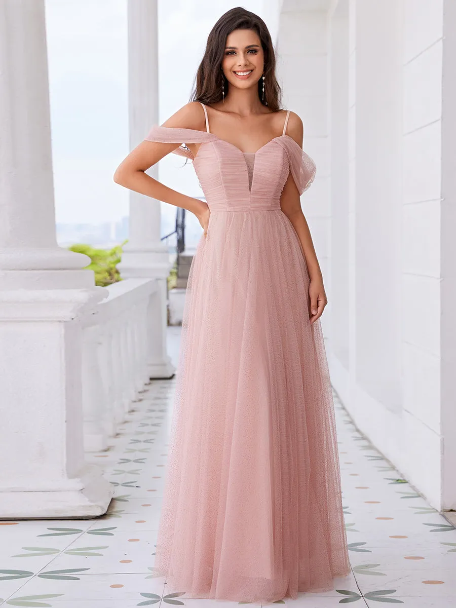 ever RYLIE|Spaghetti Strap Backless Sweetheart A-Line Tulle Bridesmaid Dress sold by Ever Pretty