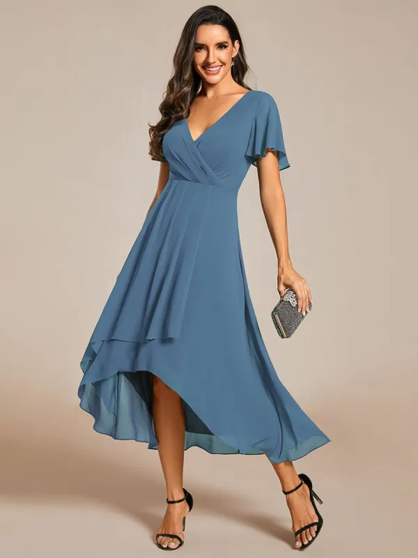 ever LARK|Pleated Chiffon Ruffles Sleeve Midi Bridesmaid Dress sold by Ever Pretty