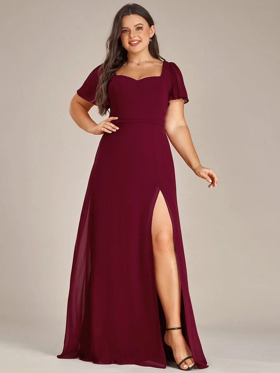 Plus Size Sweetheart A-Line High Slit Maxi Chiffon Bridesmaid Dress sold by Ever Pretty product image thumbnail 4