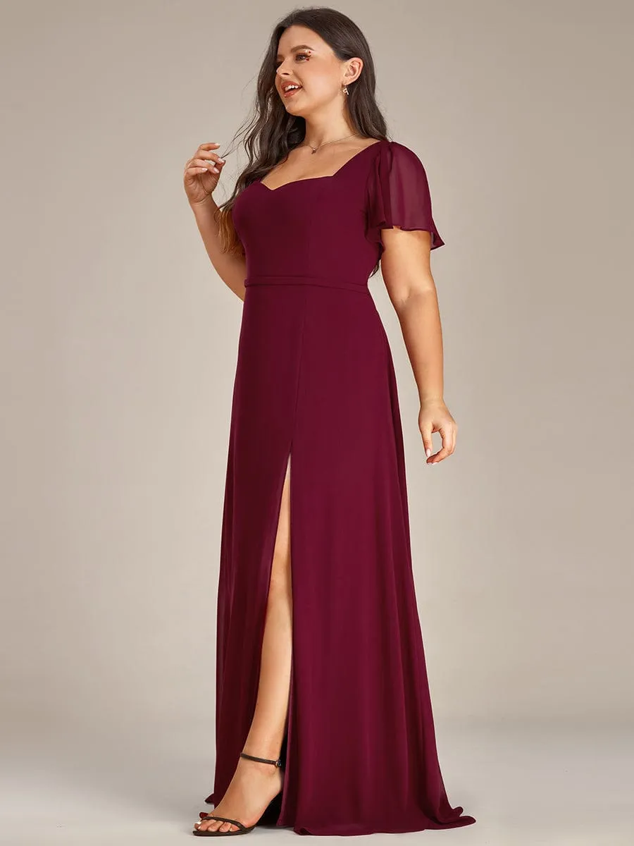Plus Size Sweetheart A-Line High Slit Maxi Chiffon Bridesmaid Dress sold by Ever Pretty product image thumbnail 5