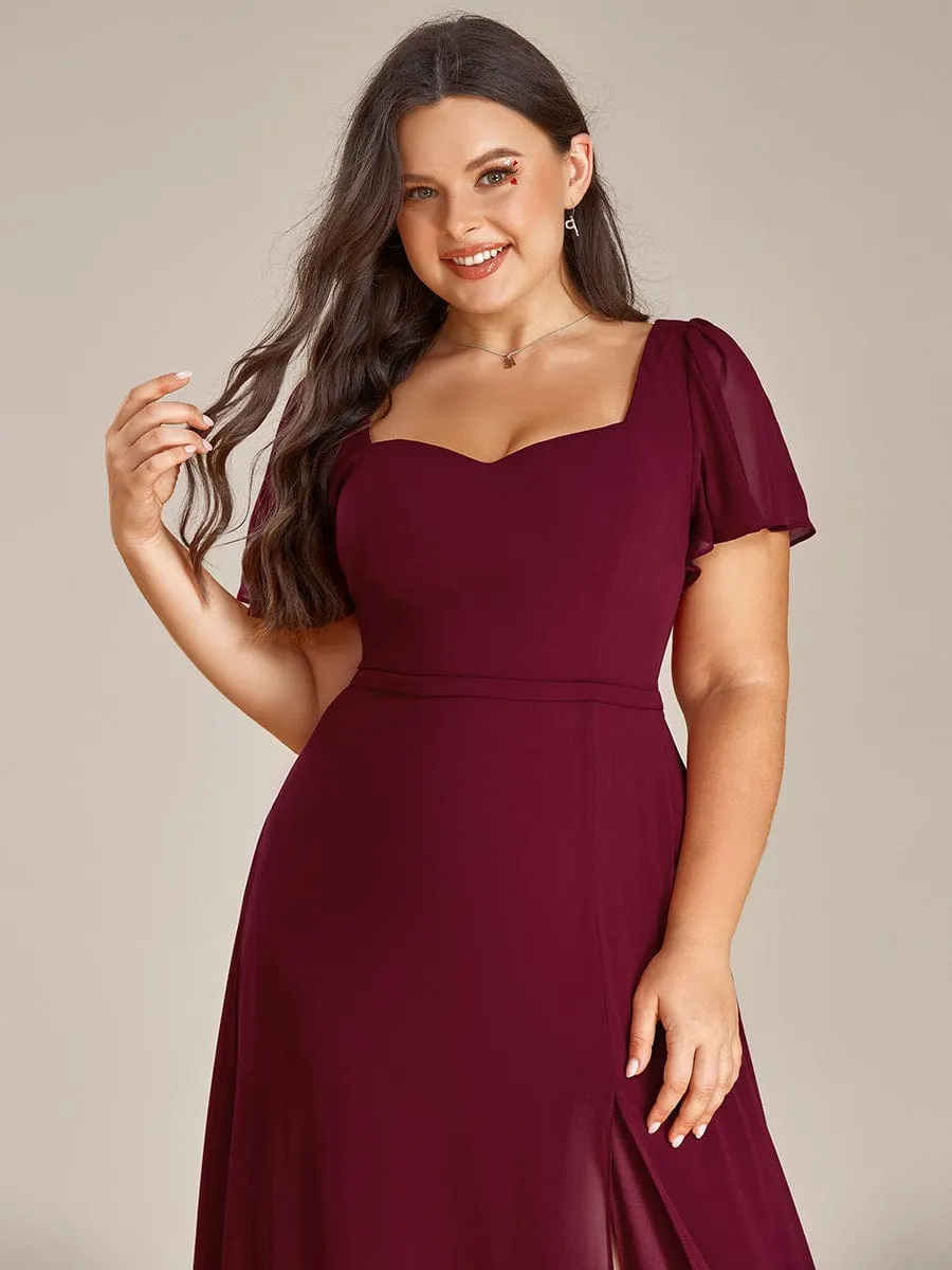 Plus Size Sweetheart A-Line High Slit Maxi Chiffon Bridesmaid Dress sold by Ever Pretty product image thumbnail 3