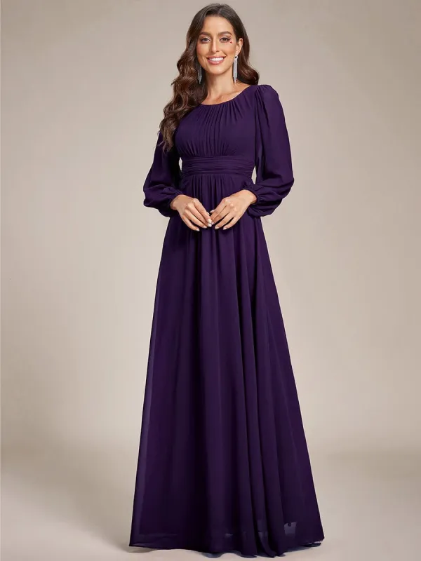 ever CELESTE|Long Sleeve Chiffon A-Line Empire Waist Formal Dress sold by Ever Pretty
