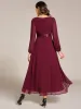 ever KEYLA|Long Sleeve A Line Chiffon Pleated Asymmetrical Hem Formal Dress sold by Ever Pretty