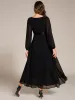ever KEYLA|Long Sleeve A Line Chiffon Pleated Asymmetrical Hem Formal Dress sold by Ever Pretty