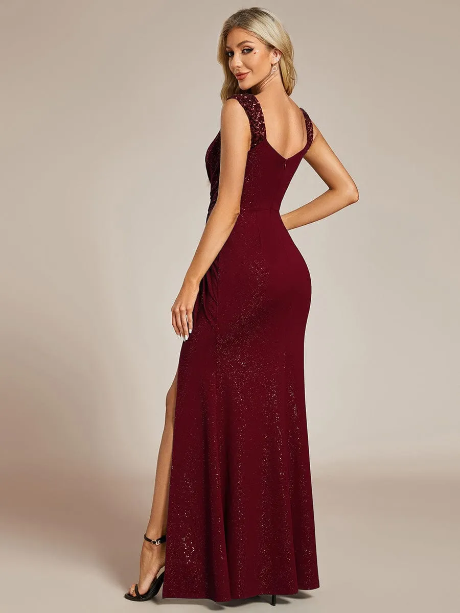 ever NOIRE|Sequin Shoulder Strap Twist High Slit Prom Dress sold by Ever Pretty product image thumbnail 4