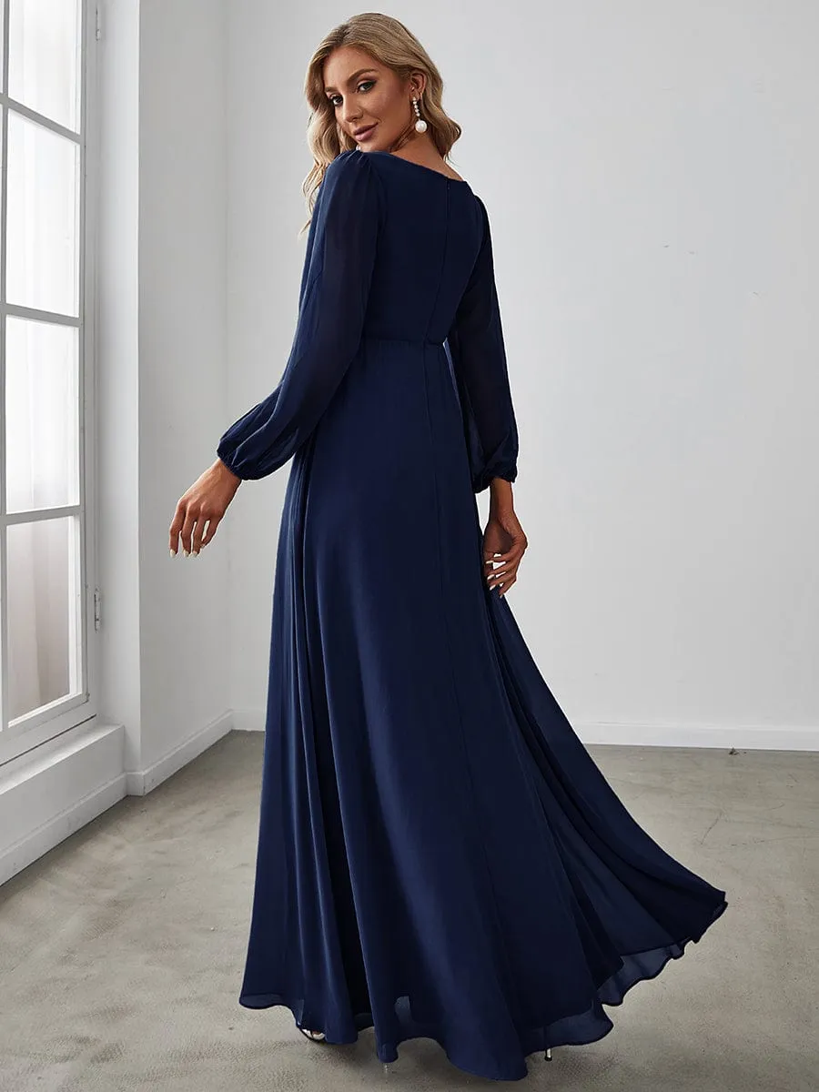 ever AMOUR|Elegant Chiffon V-Neckline Long Sleeve Wedding Guest Dress sold by Ever Pretty product image thumbnail 2