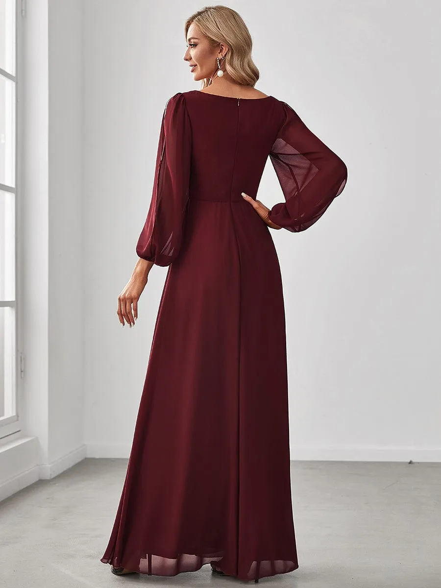 ever AMOUR|Elegant Chiffon V-Neckline Long Sleeve Wedding Guest Dress sold by Ever Pretty product image thumbnail 4