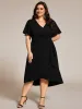 pretty FALLON|Plus Size High-Stretch V-neck Midi Wedding Guest Dress sold by Ever Pretty