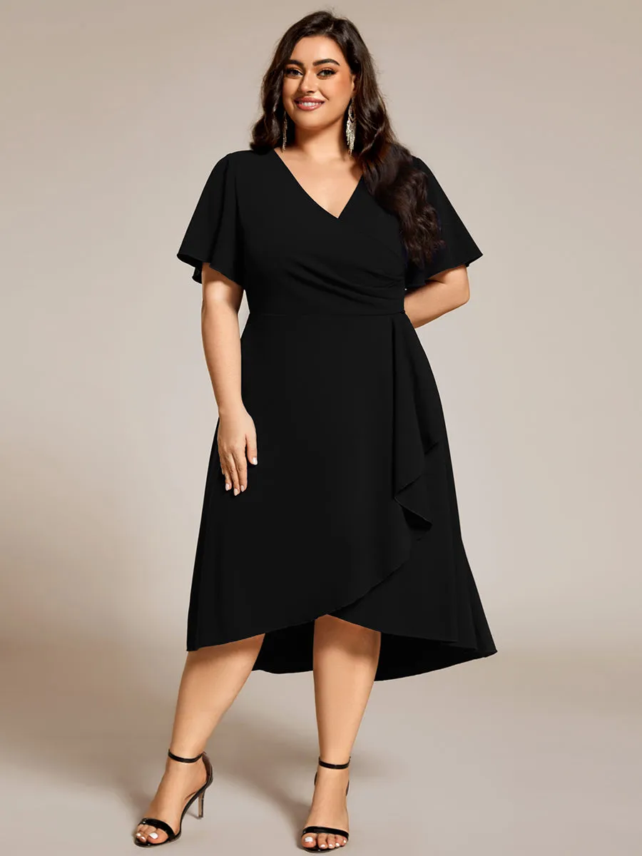 pretty FALLON|Plus Size High-Stretch V-neck Midi Wedding Guest Dress sold by Ever Pretty product image thumbnail 3