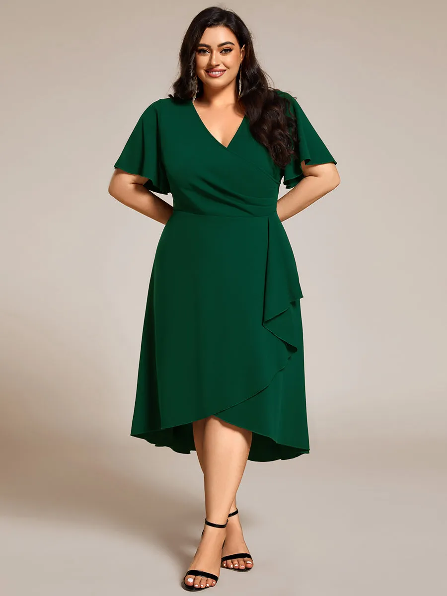 pretty FALLON|Plus Size High-Stretch V-neck Midi Wedding Guest Dress sold by Ever Pretty