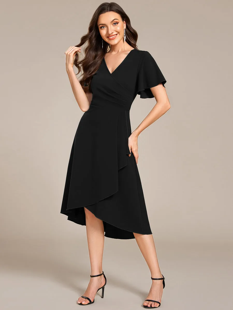 ever FALLON|High-Stretch V-neck Midi Wedding Guest Dress sold by Ever Pretty