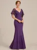 ever SLOANE|Sexy V Neck Maxi Bodycon Mother of the Bride Dress sold by Ever Pretty