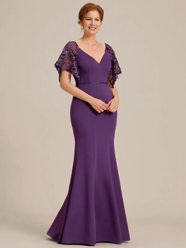 ever SLOANE|Sexy V Neck Maxi Bodycon Mother of the Bride Dress sold by Ever Pretty