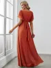 ever LEORA|A-Line Pleated Chiffon Tie-Waist Wedding Guest Dress sold by Ever Pretty
