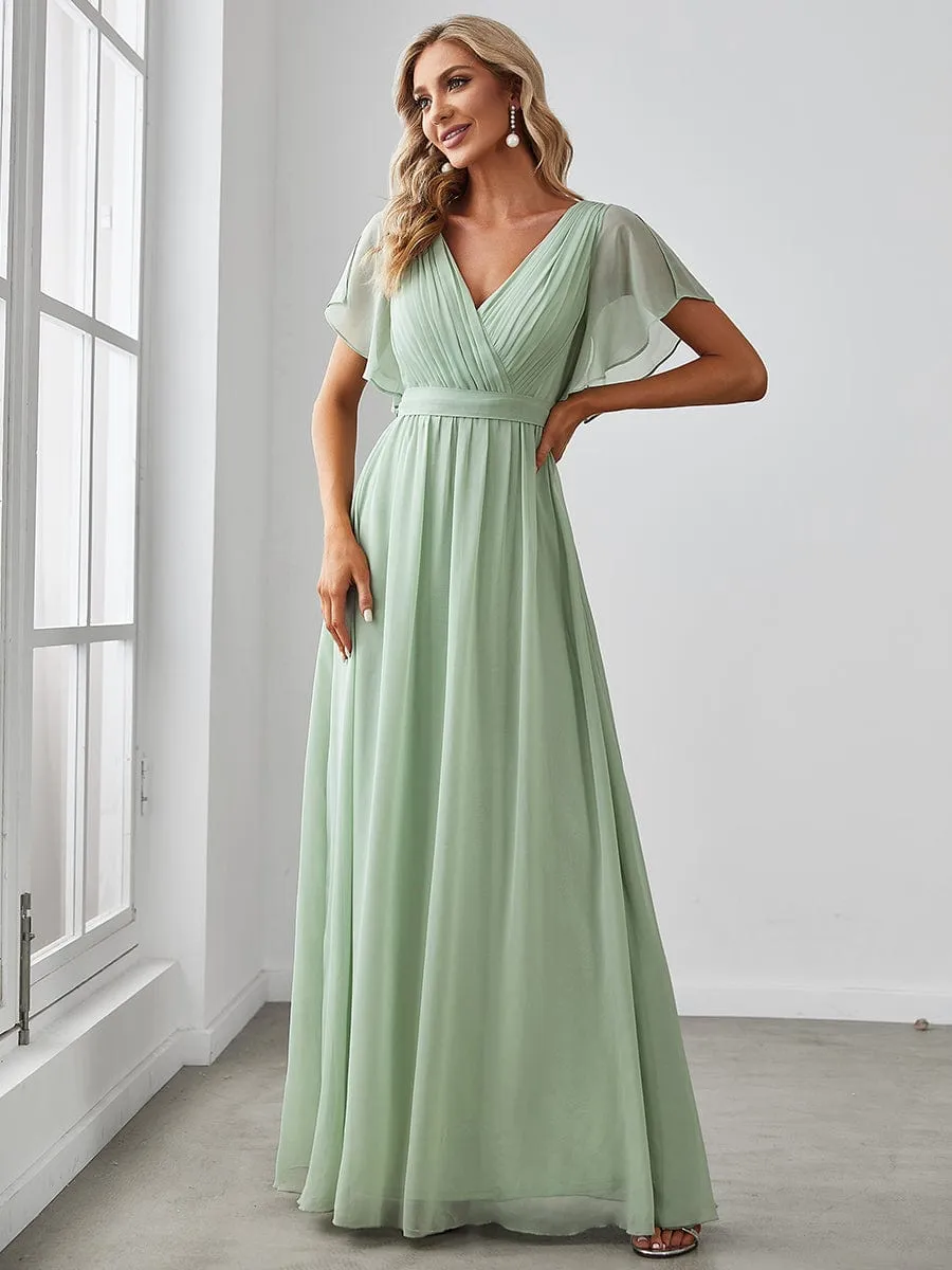 ever LEORA|A-Line Pleated Chiffon Tie-Waist Wedding Guest Dress sold by Ever Pretty product image thumbnail 5