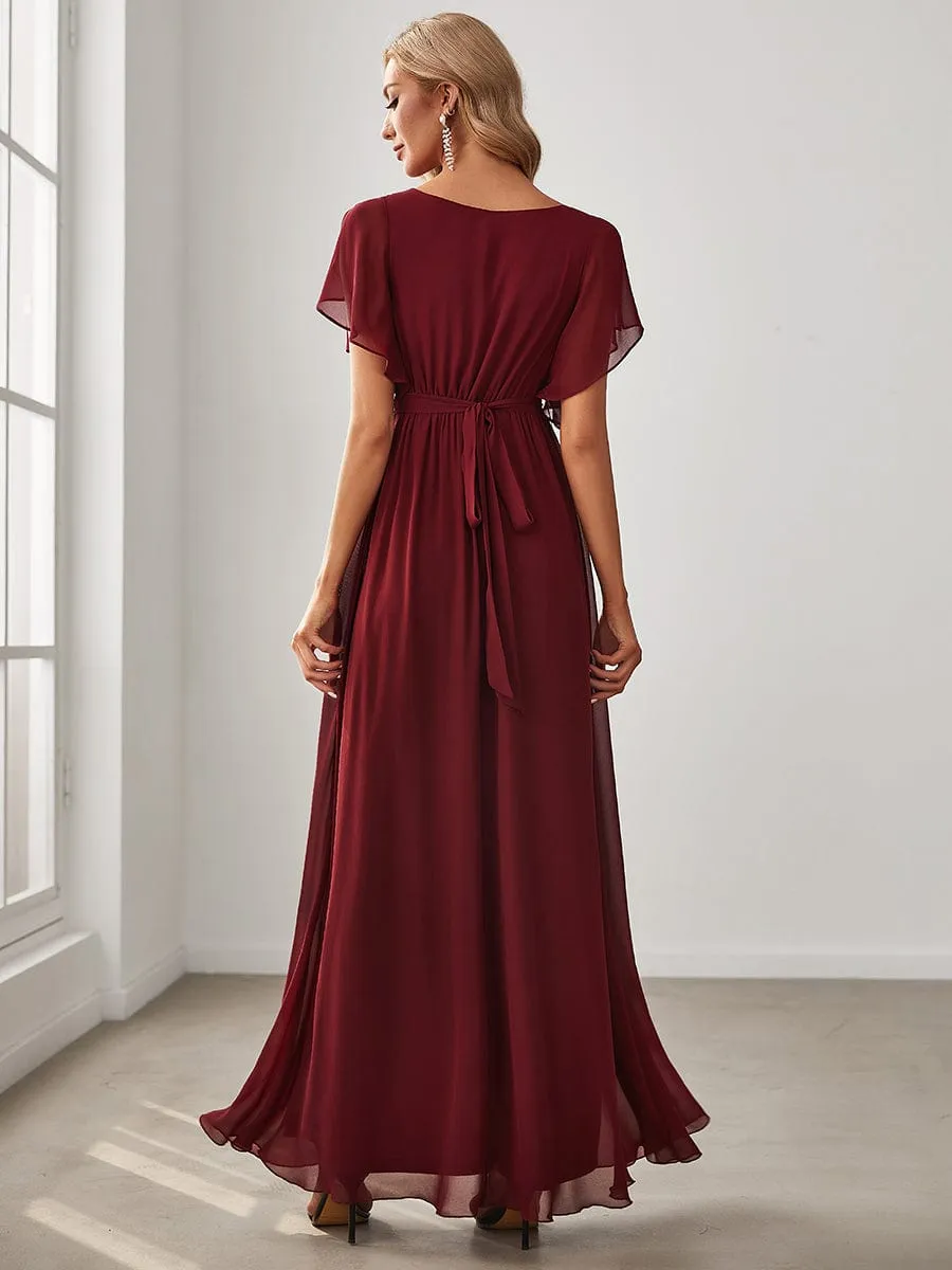 ever LEORA|A-Line Pleated Chiffon Tie-Waist Wedding Guest Dress sold by Ever Pretty product image thumbnail 2