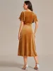 ever LENNA|One-Piece Type Short Sleeves V-Neck Velvet Midi Mother of the Bride Dress sold by Ever Pretty