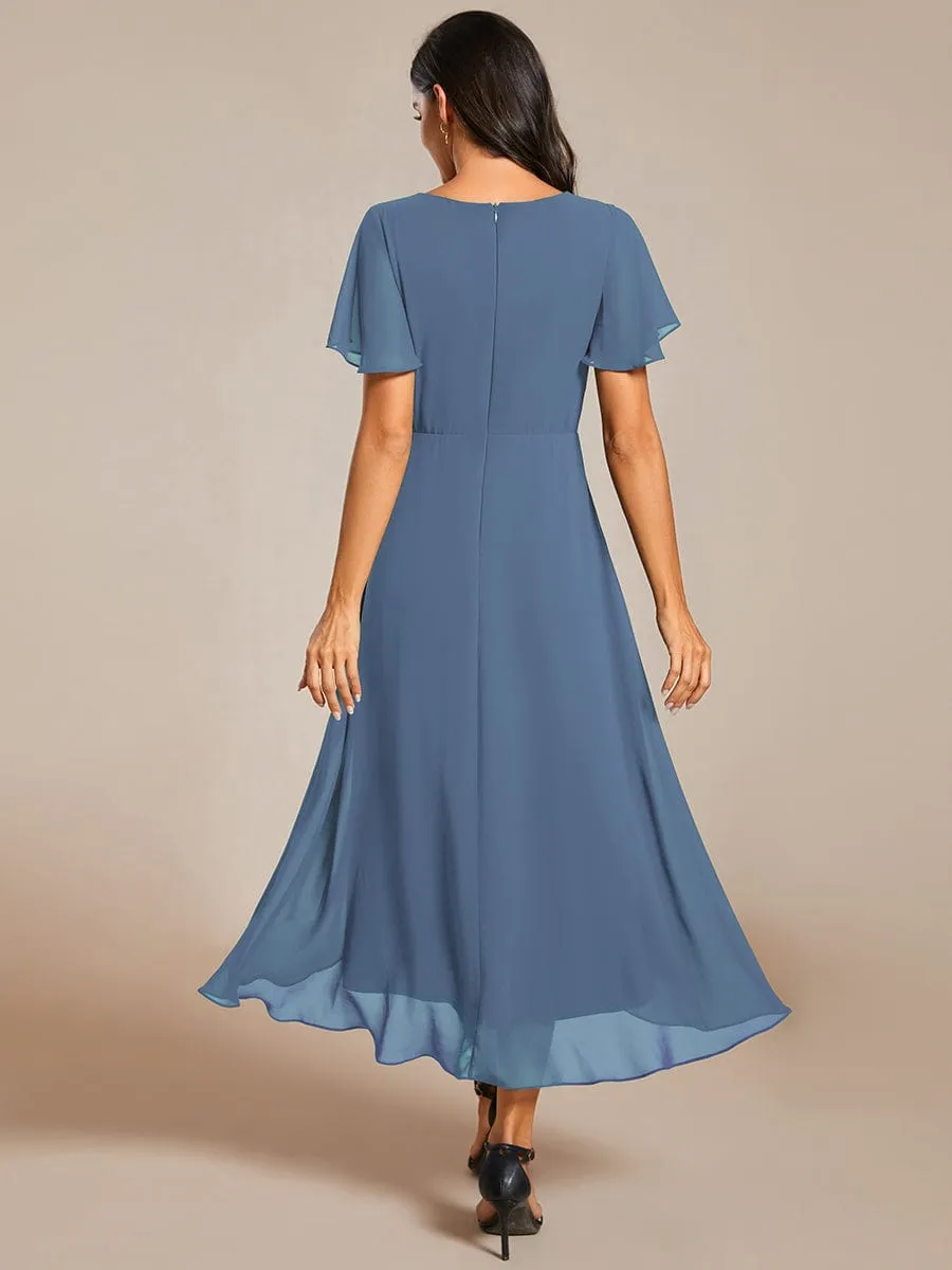 ever LARK|Pleated Chiffon Ruffles Sleeve Midi Semi Formal Dress sold by Ever Pretty product image thumbnail 2