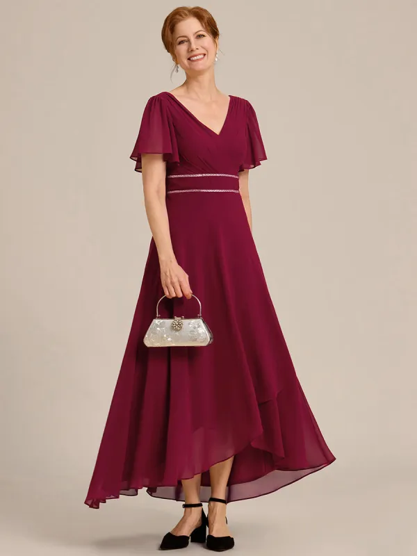 ever DAKOTA|Double V-Neck Waist Trimmed Chiffon Mother of the Bride Dress sold by Ever Pretty