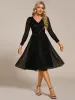 ever KARLEN|Glitter Midi Wedding Guest Dress with Long Sleeves sold by Ever Pretty