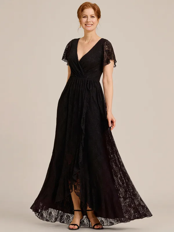 ever ELISE|Short Sleeve Ruffled Lace Mother of the Bride Dress sold by Ever Pretty
