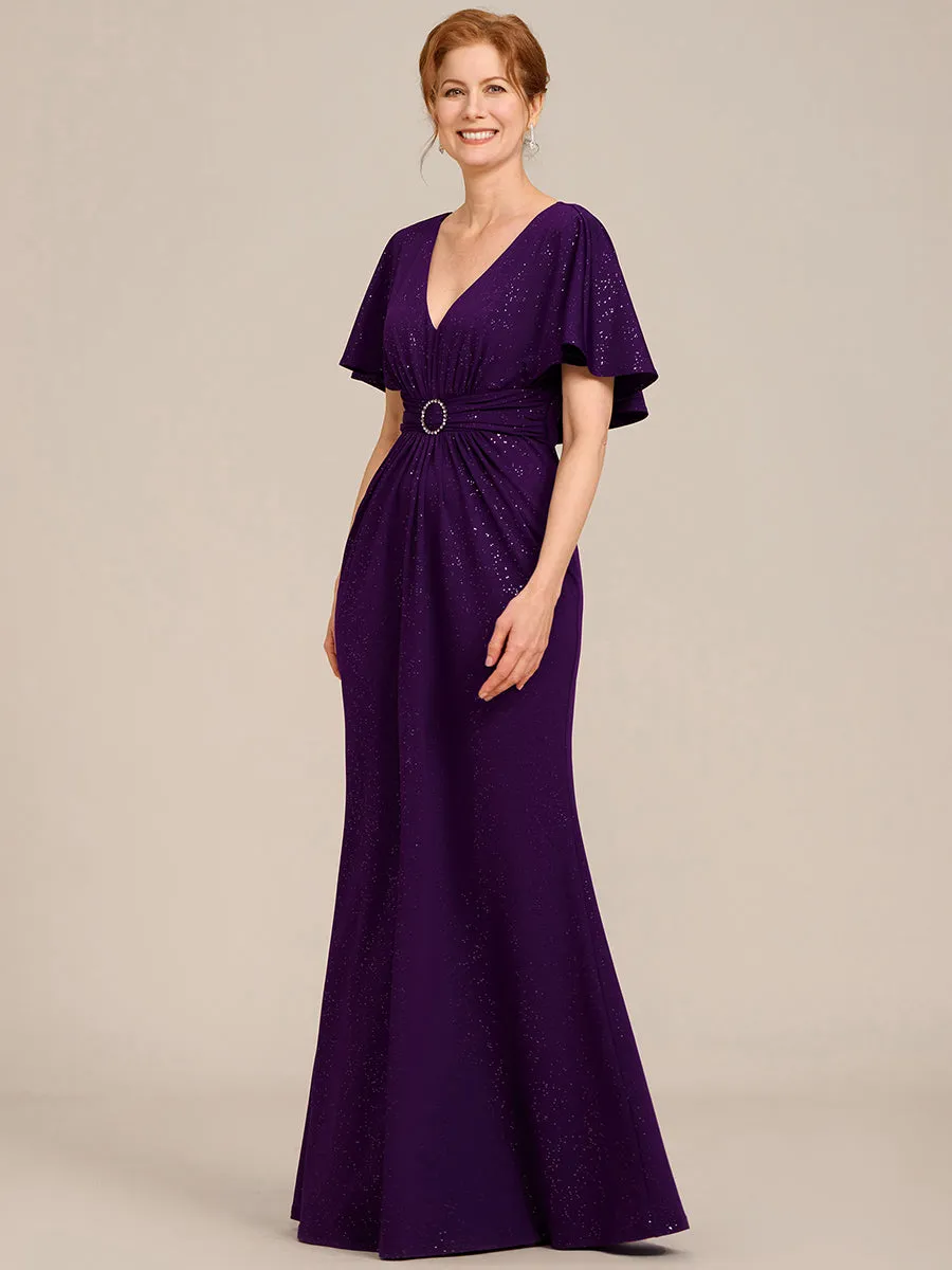 ever LUXE|Sparkling V Neck Ruffled Batwing Sleeve Mother of the Bride Dress sold by Ever Pretty product image thumbnail 5