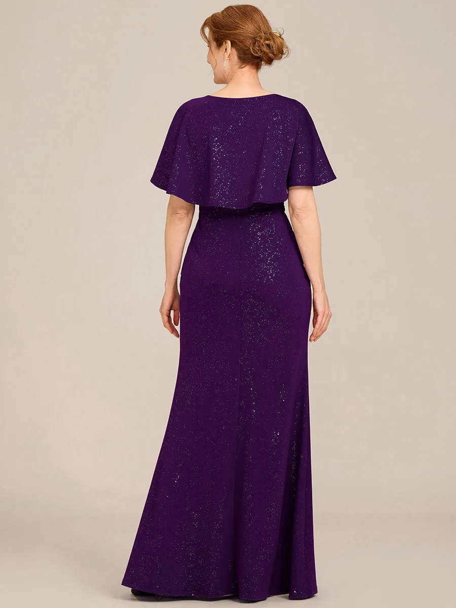 ever LUXE|Sparkling V Neck Ruffled Batwing Sleeve Mother of the Bride Dress sold by Ever Pretty product image thumbnail 2