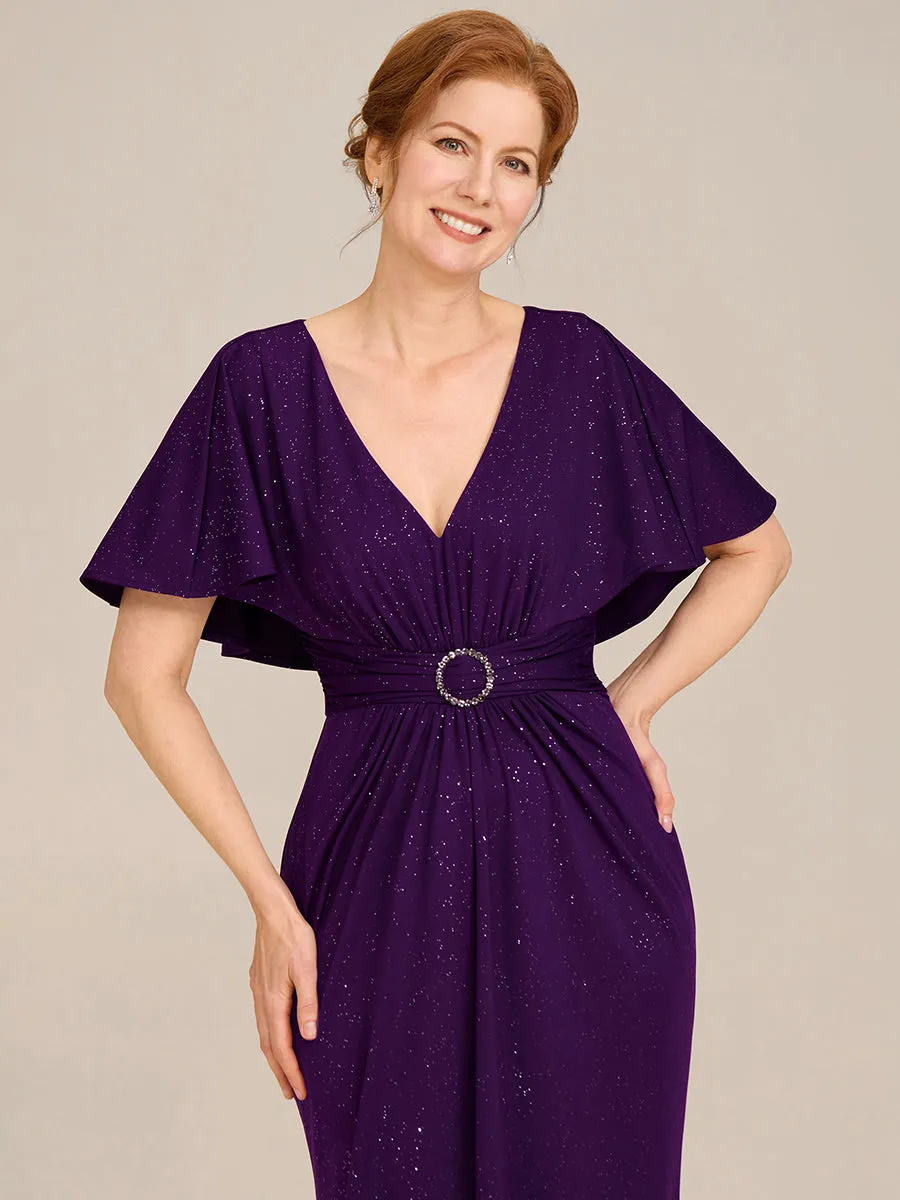 ever LUXE|Sparkling V Neck Ruffled Batwing Sleeve Mother of the Bride Dress sold by Ever Pretty product image thumbnail 3